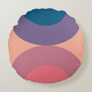 Mid-Century Modern Coral Sea   Round Pillow