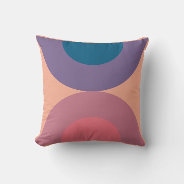 Mid-Century Modern Coral Sea Throw Pillow (Front)