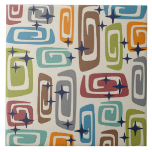 Mid Century Modern Cosmic Galaxies Ceramic Tile