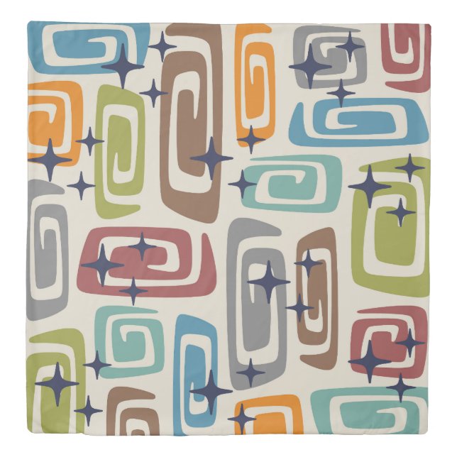 Mid Century Modern Cosmic Galaxies Duvet Cover (Front)