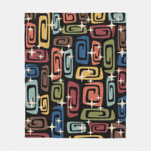 Mid Century Modern Cosmic Galaxies Fleece Blanket