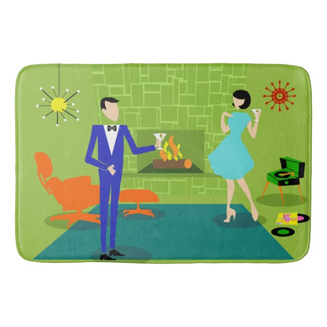Mid Century Modern Couple Bath Mat (Front)