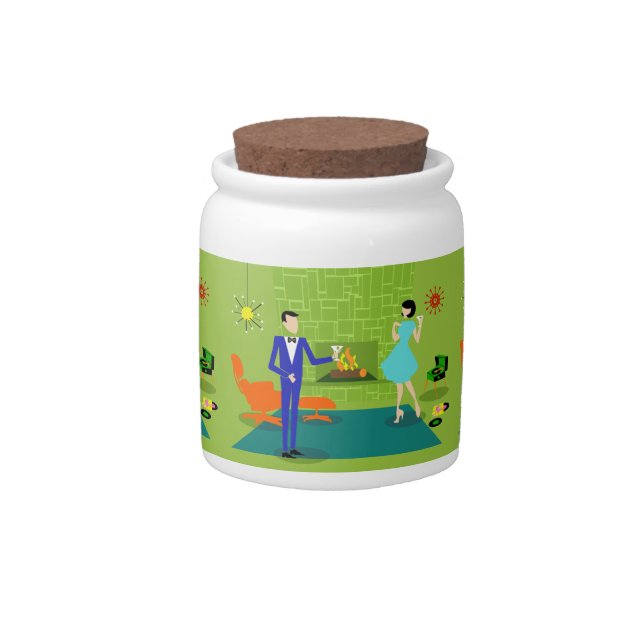 Mid Century Modern Couple Candy Jar (Front)