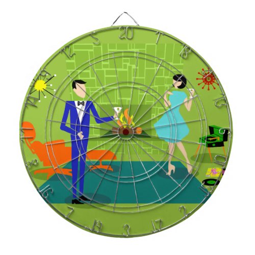 Mid Century Modern Couple Dart Board