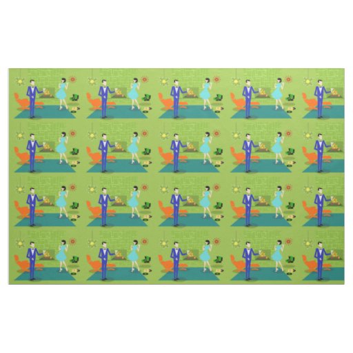 Mid Century Modern Couple Fabric
