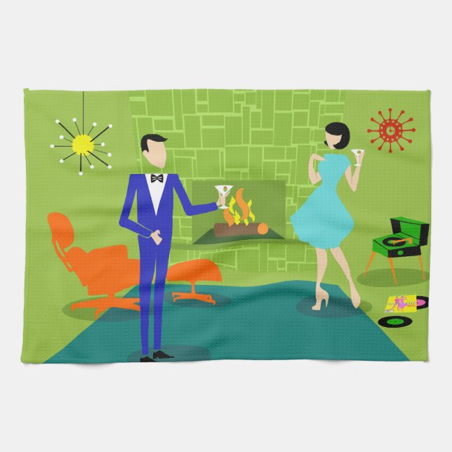 Mid Century Modern Couple Kitchen Towels (Horizontal)