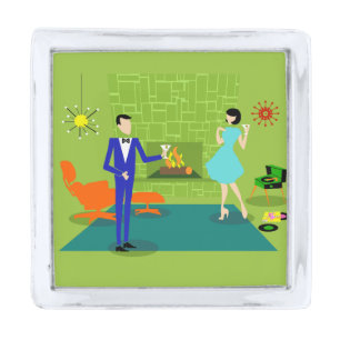 Mid Century Modern Couple Lapel Pin