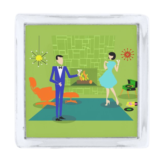 Mid Century Modern Couple Lapel Pin (Front)