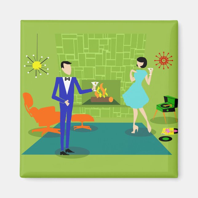 Mid Century Modern Couple Magnet (Front)