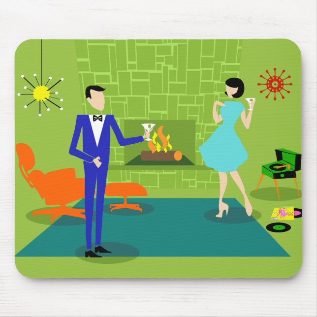 Mid Century Modern Couple Mousepad (Front)