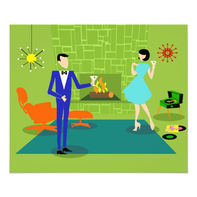 Mid Century Modern Couple Photo Paper Print (Front)