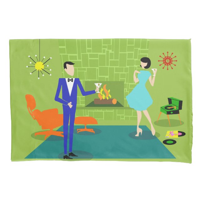 Mid Century Modern Couple Pillowcase (Front)