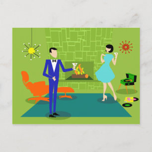 Mid Century Modern Couple Postcard