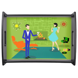 Mid Century Modern Couple Serving Tray