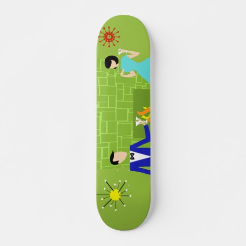 Mid Century Modern Couple Skateboard