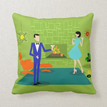 Mid Century Modern Couple Throw Pillow by StrangeLittleOnion at Zazzle