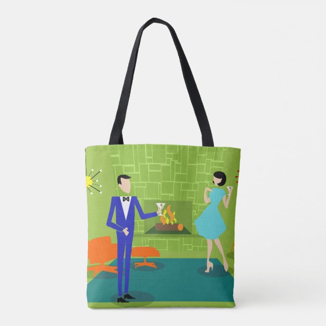 Mid Century Modern Couple Tote Bag (Back)