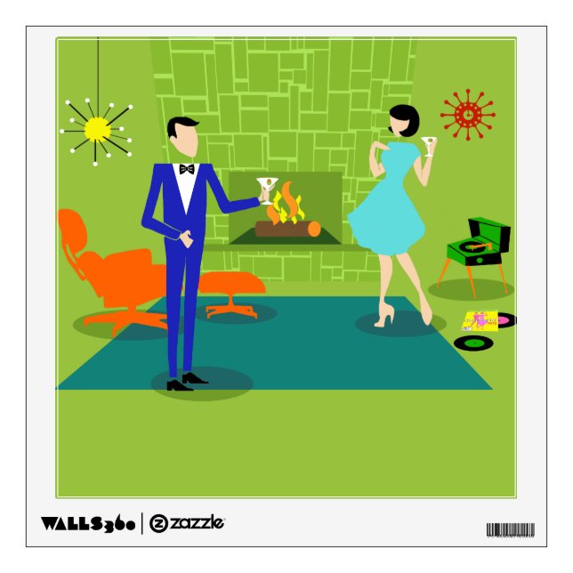 Mid Century Modern Couple Wall Decal (Front)