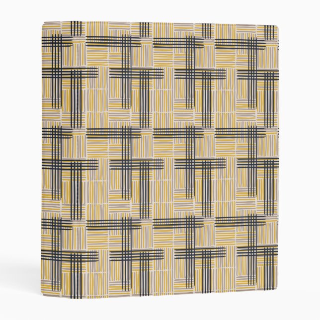 Mid-Century Modern Cross Stripe Pattern Mini Binder (Front/Spine)