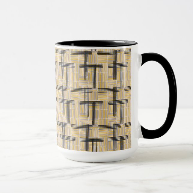 Mid-Century Modern Cross Stripe Pattern Mug (Right)