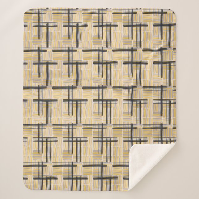 Mid-Century Modern Cross Stripe Pattern Sherpa Blanket (Front)