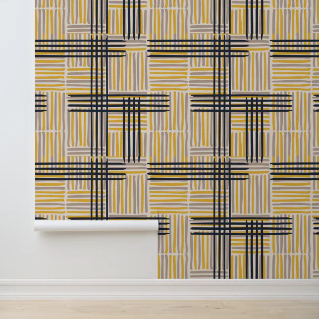Mid-Century Modern Cross Stripe Pattern Wallpaper | Zazzle