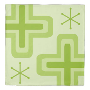 Mid Century Modern Crosses Chartreuse Duvet Cover