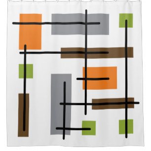 Mid Century Modern Cubicle Art Shower Curtain