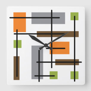 Mid Century Modern Cubicle Art Square Wall Clock