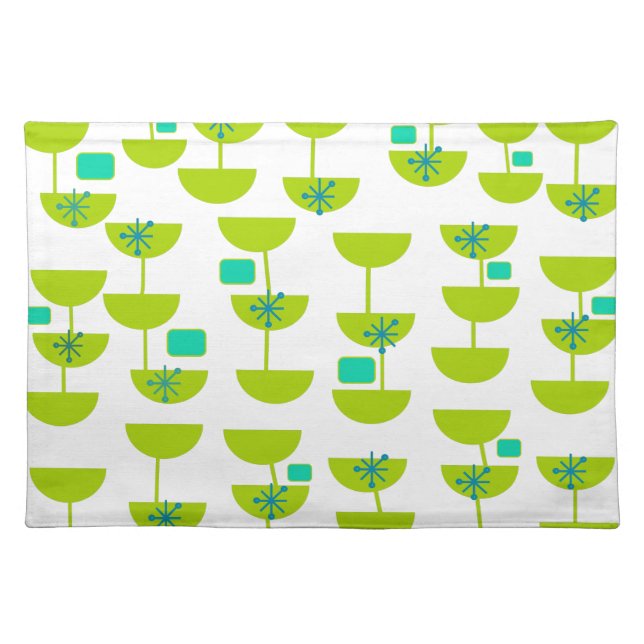 Mid-Century Modern Cups Cloth Placemat (Front)