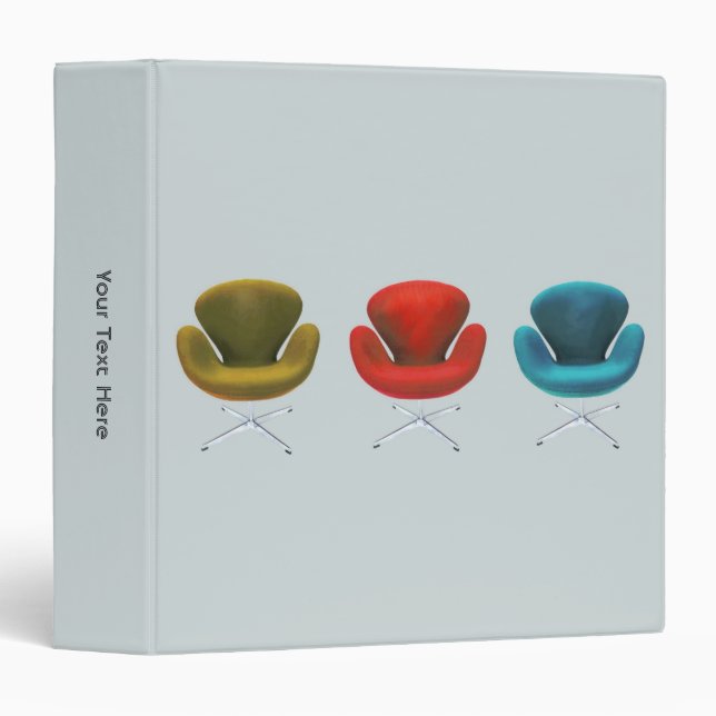 Mid Century Modern Customizable 3 Ring Binder (Front/Spine)