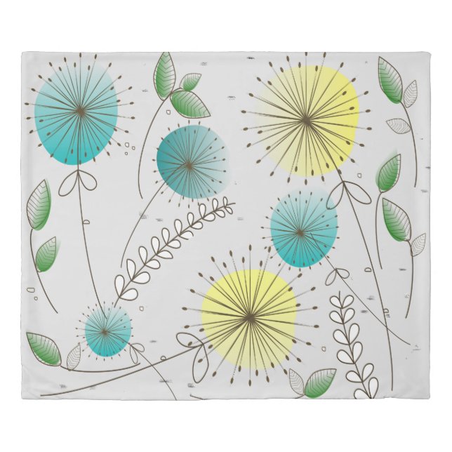 Mid-Century Modern Dandelion Clocks Duvet Cover (Front)