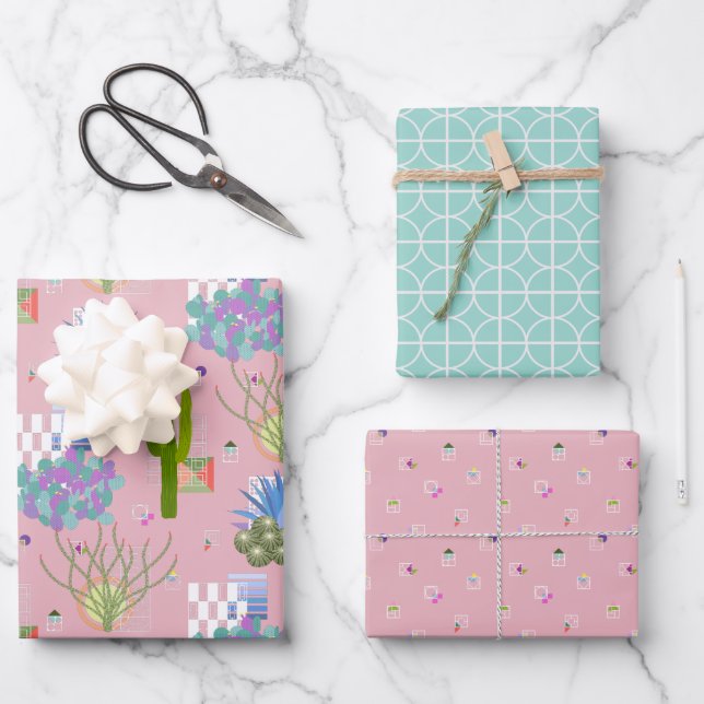 Mid Century Modern Desert Wrapping Paper Sheets (Front)