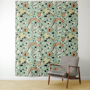 Mid Century Modern Design Organic Spheres & Atomic Tapestry