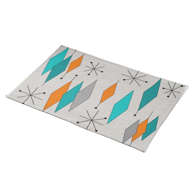 Mid-Century Modern Diamond Pattern Cloth Placemat (On Table)
