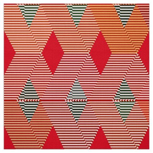 Mid_Century Modern Diamond Print Coral Orange Fabric