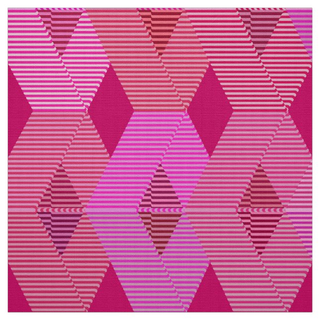 Mid-Century Modern Diamond Print, Fuchsia Pink Fabric (Swatch)