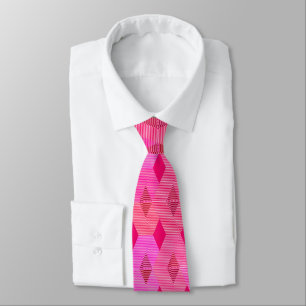 Mid-Century Modern Diamond Print, Fuchsia Pink Neck Tie