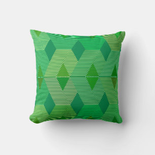 Mid-Century Modern Diamond Print, Jade Green Throw Pillow