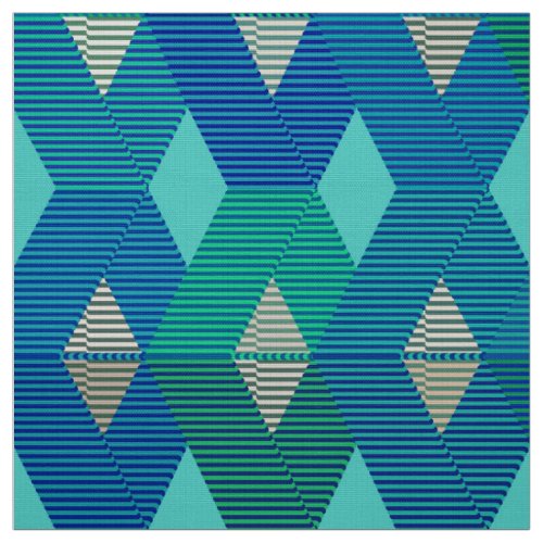 Mid_Century Modern Diamond Print Turquoise Fabric