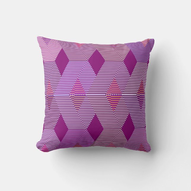 Mid-Century Modern Diamond Print, Violet Purple Throw Pillow (Front)