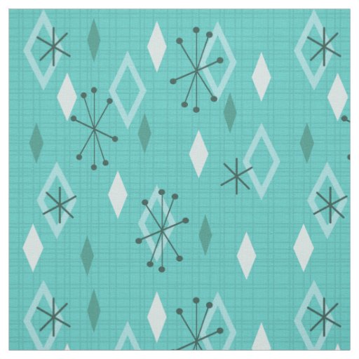 Mid Century Modern Diamonds Aquamarine Fabric