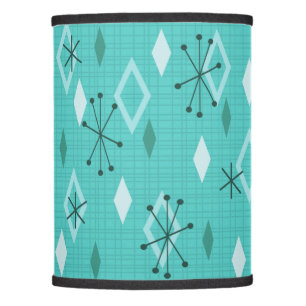 Mid Century Modern Diamonds Aquamarine Lamp Shade