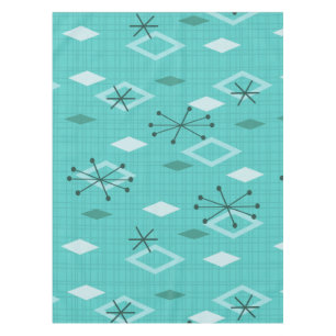Mid Century Modern Diamonds Aquamarine Tablecloth