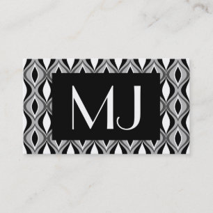 Mid-Century Modern Diamonds, Black, White and Gray Business Card