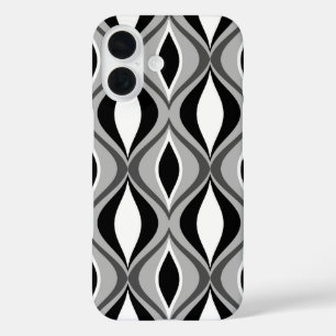 Mid-Century Modern Diamonds, Black, White and Gray iPhone 16 Case