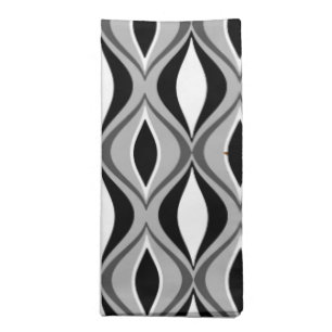 Mid-Century Modern Diamonds, Black, White and Gray Cloth Napkin
