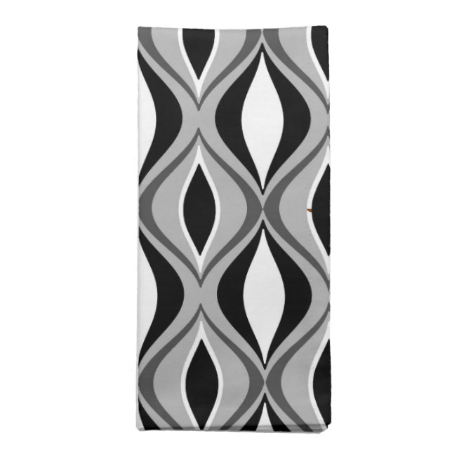 Mid-Century Modern Diamonds, Black, White and Gray Cloth Napkin (Folded)