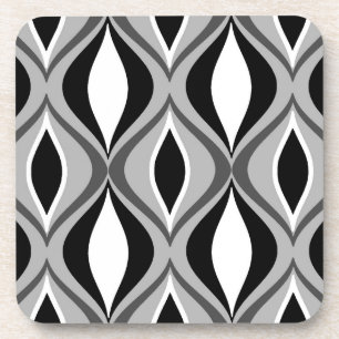 Mid-Century Modern Diamonds, Black, White and Gray Coaster