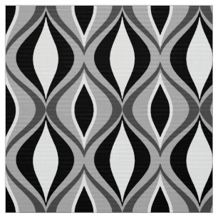 Mid-Century Modern Diamonds, Black, White and Gray Fabric